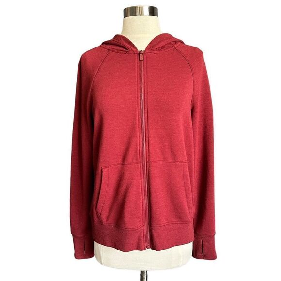 90 Degrees Burgundy Zipper Hoodie - Picture 1 of 7